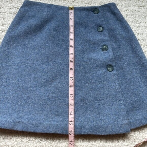 Jacob Vintage Blue Wool Wrap Skirt Size 3 - Picture 11 of 12